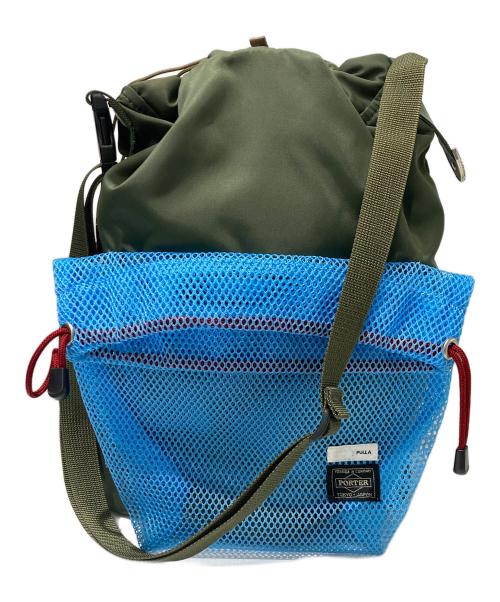 PORTER（ポーター）PORTER (ポーター) TOGA PULLA (トーガ プルラ) MESH BAG オリーブ×ブルーの古着・服飾アイテム