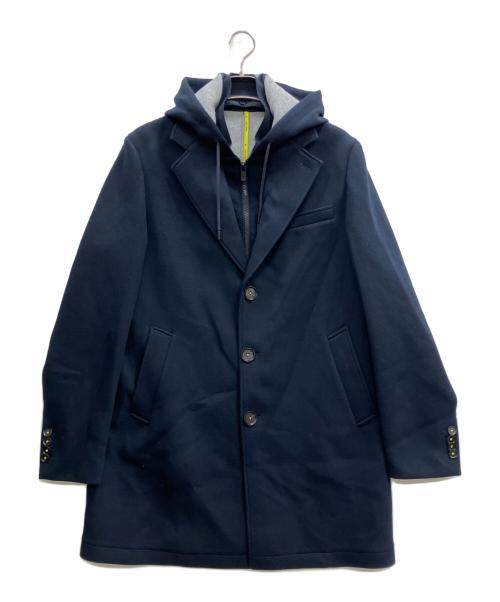 MANUEL RITZ（マニュエル・リッツ）MANUEL RITZ (マニュエル・リッツ) フーデッドチェスターコート ネイビー サイズ:52の古着・服飾アイテム