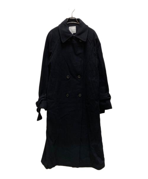 KUME（クメ）KUME (クメ) リボンスリーブウールコート ネイビー サイズ:Ｍの古着・服飾アイテム
