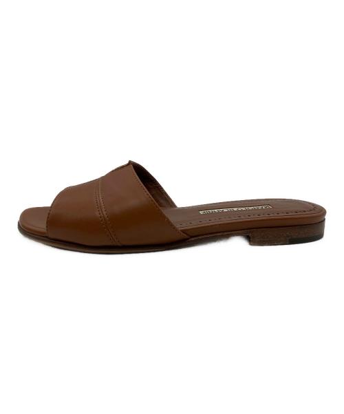 Manolo Blahnik（マノロ ブラニク）Manolo Blahnik (マノロ ブラニク) フラットミュールサンダル ブラウン サイズ:36の古着・服飾アイテム
