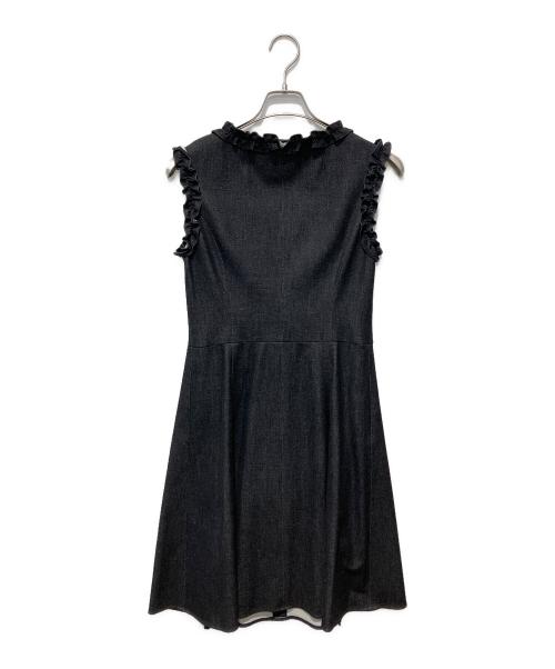 Rene（ルネ）Rene (ルネ) ストレッチフリルN/Sワンピース ブラック サイズ:36の古着・服飾アイテム
