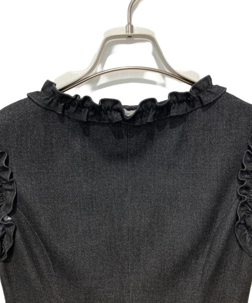 Rene（ルネ）Rene (ルネ) ストレッチフリルN/Sワンピース ブラック サイズ:36の古着・服飾アイテム