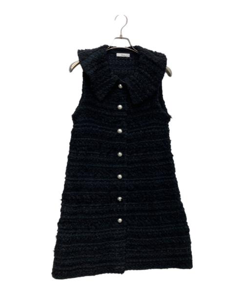 Rene（ルネ）Rene (ルネ) ツイード調ニットジレ ブラック サイズ:36の古着・服飾アイテム