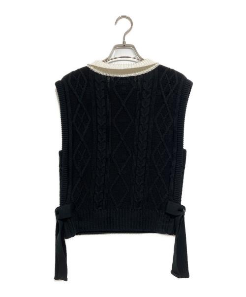 Rene（ルネ）Rene (ルネ) サイドリボンケーブルニットベスト ブラック サイズ:36の古着・服飾アイテム