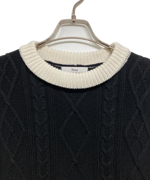 Rene（ルネ）Rene (ルネ) サイドリボンケーブルニットベスト ブラック サイズ:36の古着・服飾アイテム