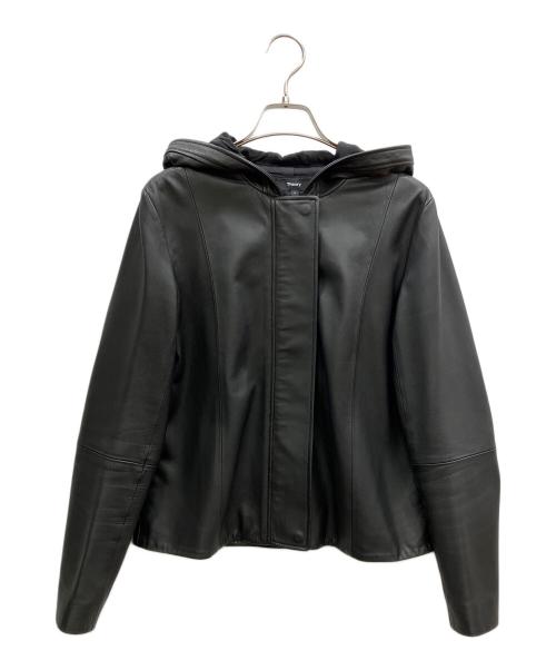 theory（セオリー）theory (セオリー) フード付 レザージャケット ブラック サイズ:Sの古着・服飾アイテム