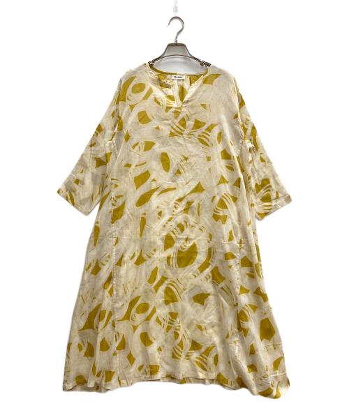 plantation（プランテーション）plantation (プランテーション) スリッププリント ワンピース イエロー サイズ:Mの古着・服飾アイテム