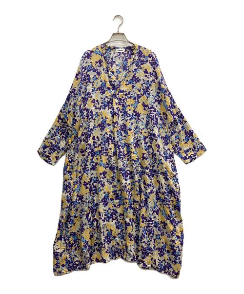 plantation（プランテーション）Plantation (プランテーション) HANATABAプリント ワンピース ブルー サイズ:2の古着・服飾アイテム