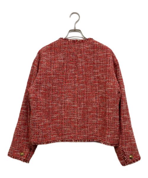 23区（ニジュウサンク）23区 (ニジュウサンク) GIOLICA ボタン ツイード ジャケット レッド サイズ:40の古着・服飾アイテム