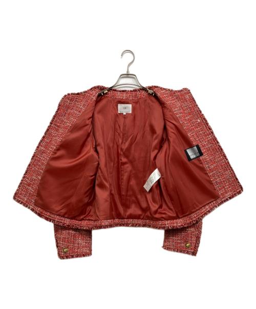 23区（ニジュウサンク）23区 (ニジュウサンク) GIOLICA ボタン ツイード ジャケット レッド サイズ:40の古着・服飾アイテム