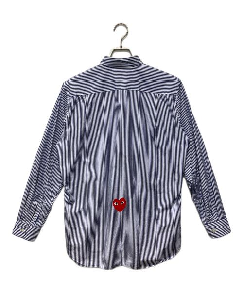 PLAY COMME des GARCONS（プレイコムデギャルソン）PLAY COMME des GARCONS (プレイコムデギャルソン) ストライプシャツ ブルー サイズ:Mの古着・服飾アイテム
