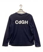COMME des GARCONS HOMMEコムデギャルソン オム）の古着「CdGHロゴパッカリングカットソー」｜ネイビー