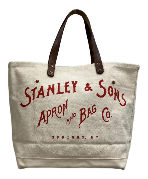 STANLEY & SONS（スタンレー＆サンズ）STANLEY & SONS (スタンレー＆サンズ) STANDARD LOGO TOTE(L) アイボリーの古着・服飾アイテム