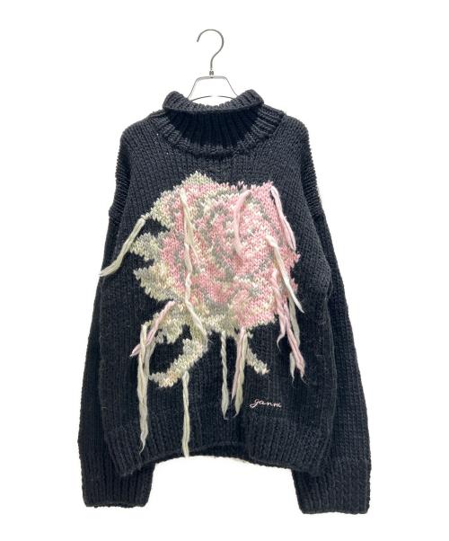 GANNI（ガニー）GANNI (ガニー)  Graphic wool hand-knit　グラフィック ウール ハンドニット ブラック サイズ:Mの古着・服飾アイテム