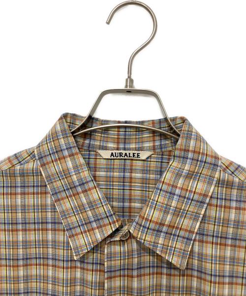 AURALEE（オーラリー）AURALEE (オーラリー) WASHABLE SUPER LIGHT WOOL CHECK SHIRTS ブラウン サイズ:3の古着・服飾アイテム