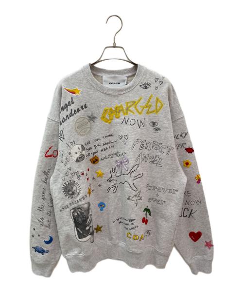 COACH（コーチ）COACH (コーチ) スケッチ プリント クルーネック スウェットシャツ グレー サイズ:Sの古着・服飾アイテム