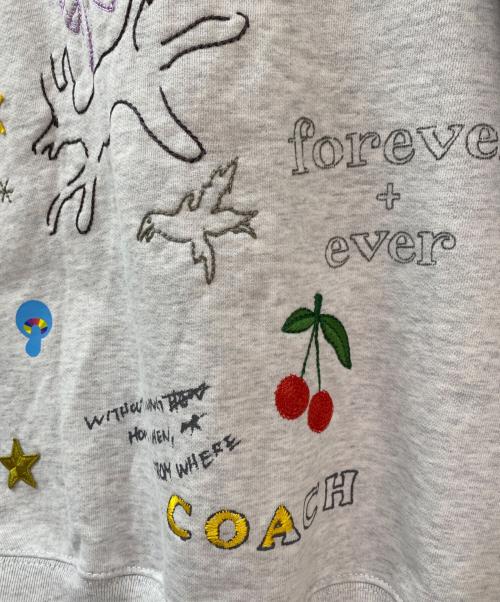 COACH（コーチ）COACH (コーチ) スケッチ プリント クルーネック スウェットシャツ グレー サイズ:Sの古着・服飾アイテム