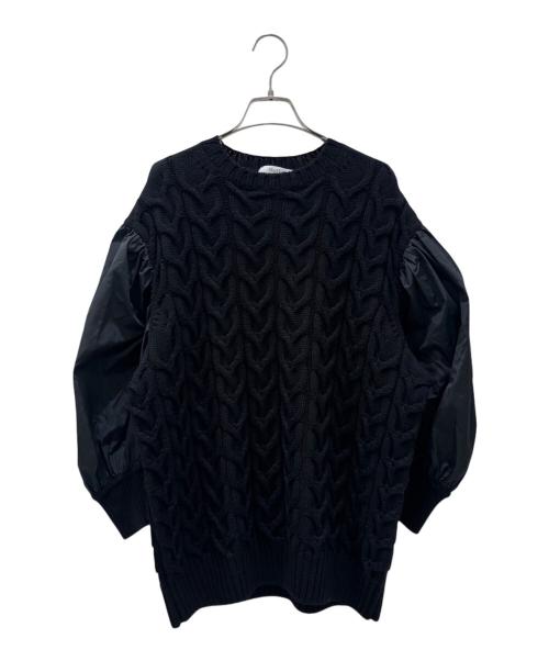 MaxMara（マックスマーラ）MaxMara (マックスマーラ) VITTOR タフタスリーブウール  ニットドレス ブラック サイズ:Sの古着・服飾アイテム