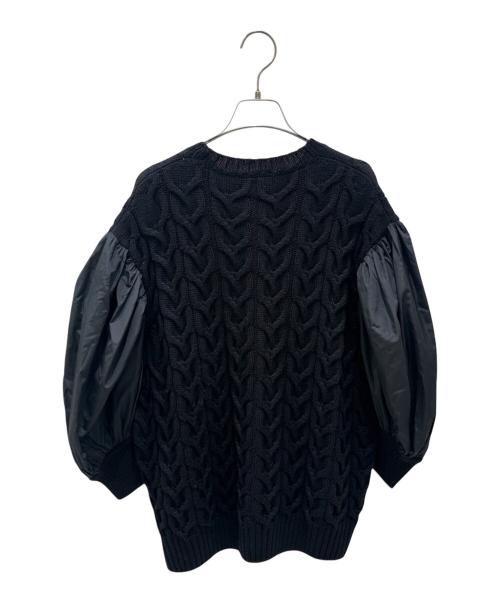MaxMara（マックスマーラ）MaxMara (マックスマーラ) VITTOR タフタスリーブウール  ニットドレス ブラック サイズ:Sの古着・服飾アイテム