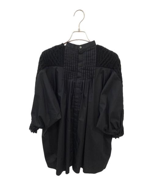 sacai（サカイ）sacai (サカイ) ドッキング ウール ニット シャツ ブラウス ブラック サイズ:2の古着・服飾アイテム