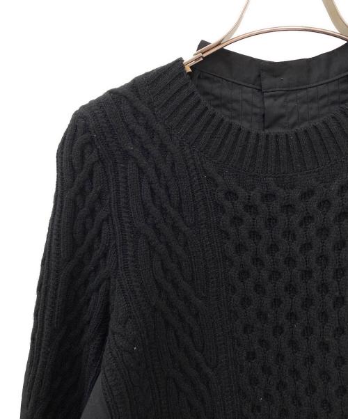 sacai（サカイ）sacai (サカイ) ドッキング ウール ニット シャツ ブラウス ブラック サイズ:2の古着・服飾アイテム