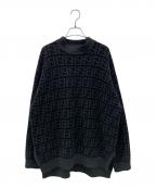 FENDIフェンディ）の古着「FFロゴ ズッカ柄 カシミヤ 長袖ニット」｜グレー