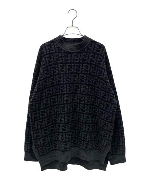 FENDI（フェンディ）FENDI (フェンディ) FFロゴ ズッカ柄 カシミヤ 長袖ニット グレー サイズ:38の古着・服飾アイテム