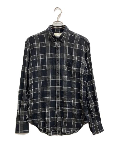Saint Laurent Paris（サンローランパリ）Saint Laurent Paris (サンローランパリ) チェックシャツ ブラック サイズ:38の古着・服飾アイテム