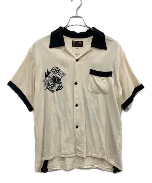 テーラー東洋（テーラートウヨウ）テーラー東洋 (テーラートウヨウ) SUKA BOWLING SHIRT ベージュ×ブラック サイズ:Lの古着・服飾アイテム