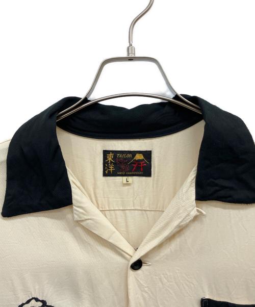 テーラー東洋（テーラートウヨウ）テーラー東洋 (テーラートウヨウ) SUKA BOWLING SHIRT ベージュ×ブラック サイズ:Lの古着・服飾アイテム