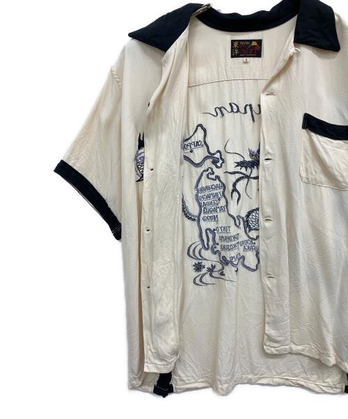 テーラー東洋（テーラートウヨウ）テーラー東洋 (テーラートウヨウ) SUKA BOWLING SHIRT ベージュ×ブラック サイズ:Lの古着・服飾アイテム