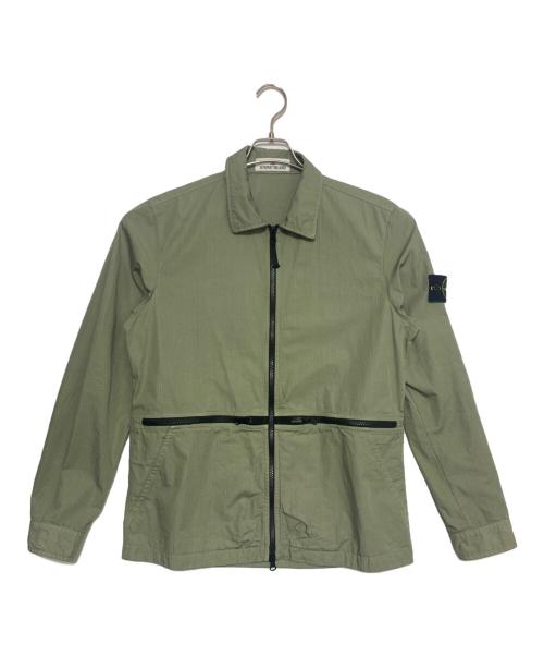 STONE ISLAND（ストーンアイランド）STONE ISLAND (ストーンアイランド) コンパスパッチ ジップアップオーバーサイズシャツジャケット オリーブ サイズ:Ｍの古着・服飾アイテム