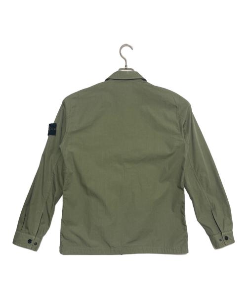 STONE ISLAND（ストーンアイランド）STONE ISLAND (ストーンアイランド) コンパスパッチ ジップアップオーバーサイズシャツジャケット オリーブ サイズ:Ｍの古着・服飾アイテム