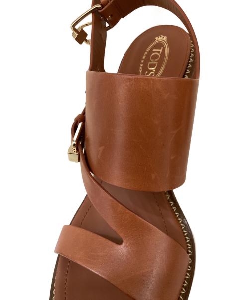 TOD'S（トッズ）TOD'S (トッズ) レザーバッグストラップサンダル ブラウン サイズ:37 1/2の古着・服飾アイテム