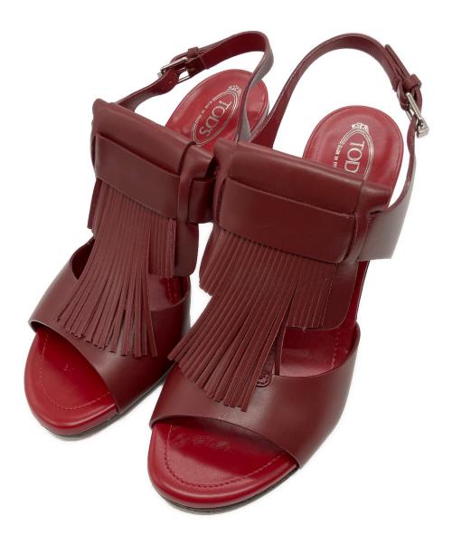 TOD'S（トッズ）TOD'S (トッズ) レザータッセルサンダル レッド サイズ:371/2の古着・服飾アイテム