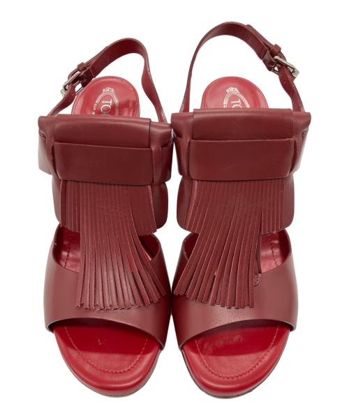 TOD'S（トッズ）TOD'S (トッズ) レザータッセルサンダル レッド サイズ:371/2の古着・服飾アイテム