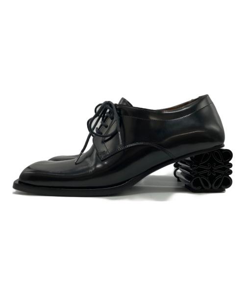 LOEWE（ロエベ）LOEWE (ロエベ) スクエアトゥーアナグラムヒールシューズ ブラック サイズ:35の古着・服飾アイテム