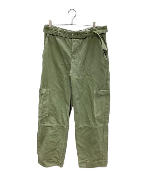 maison kitsune（メゾンキツネ）MAISON KITSUNE (メゾンキツネ) Belted Denim Pants Relaxed Cargo Jeans オリーブ サイズ:29 未使用品の古着・服飾アイテム