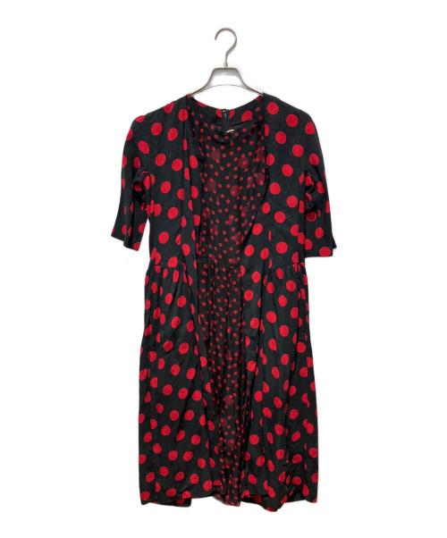 COMME des GARCONS（コムデギャルソン）COMME des GARCONS (コムデギャルソン) レーヨンポリ ドットワンピース レッド×ブラック サイズ:XSの古着・服飾アイテム