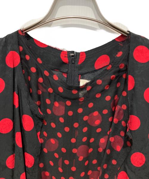 COMME des GARCONS（コムデギャルソン）COMME des GARCONS (コムデギャルソン) レーヨンポリ ドットワンピース レッド×ブラック サイズ:XSの古着・服飾アイテム