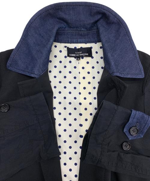 tricot COMME des GARCONS（トリココムデギャルソン）tricot COMME des GARCONS (トリココムデギャルソン) デニム切替ステンカラーコート ブラック サイズ:Mの古着・服飾アイテム