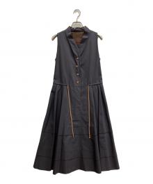 FOXEY（フォクシー）の古着「ステッチノースリーブワンピース」｜グレー