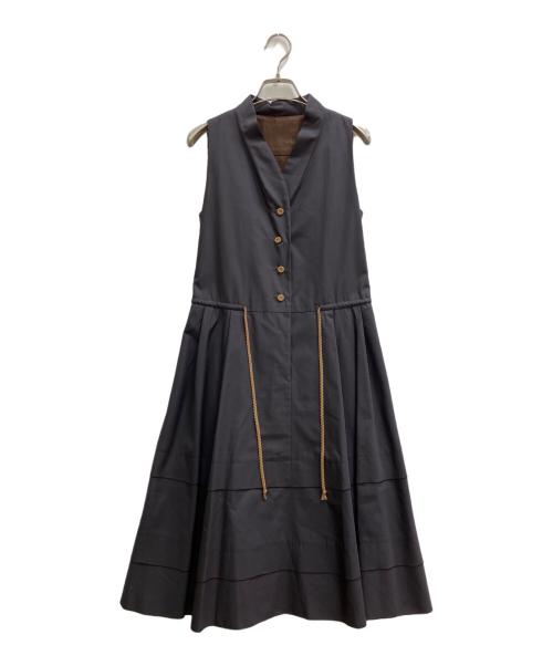 FOXEY（フォクシー）FOXEY (フォクシー) ステッチノースリーブワンピース グレー サイズ:38の古着・服飾アイテム