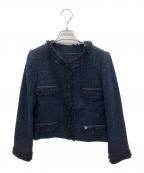 FOXEY BOUTIQUEフォクシー ブティック）の古着「クラシックツイード ノーカラージャケット」｜ネイビー