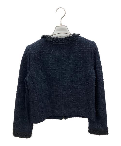 FOXEY BOUTIQUE（フォクシー ブティック）FOXEY BOUTIQUE (フォクシー ブティック) クラシックツイード ノーカラージャケット ネイビー サイズ:40の古着・服飾アイテム