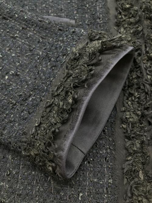 FOXEY BOUTIQUE（フォクシー ブティック）FOXEY BOUTIQUE (フォクシー ブティック) クラシックツイード ノーカラージャケット ネイビー サイズ:40の古着・服飾アイテム