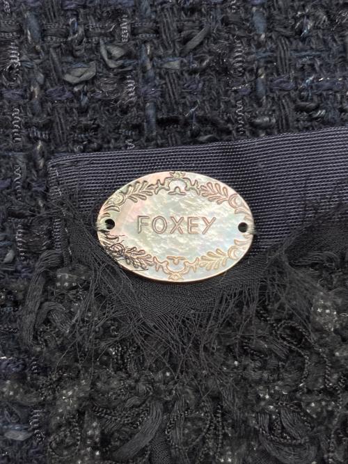 FOXEY BOUTIQUE（フォクシー ブティック）FOXEY BOUTIQUE (フォクシー ブティック) クラシックツイード ノーカラージャケット ネイビー サイズ:40の古着・服飾アイテム