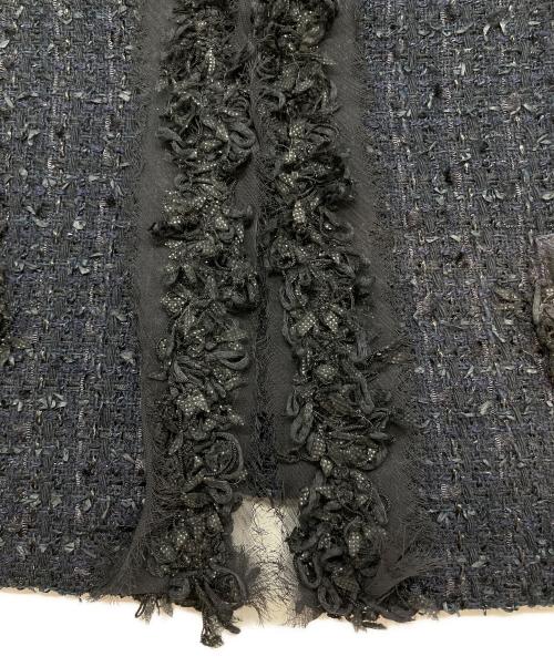 FOXEY BOUTIQUE（フォクシー ブティック）FOXEY BOUTIQUE (フォクシー ブティック) クラシックツイード ノーカラージャケット ネイビー サイズ:40の古着・服飾アイテム