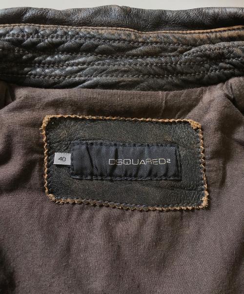 DSQUARED2（ディースクエアード）DSQUARED2 (ディースクエアード) レザージャケット ブラウン サイズ:40の古着・服飾アイテム