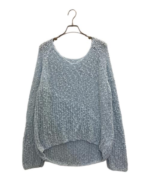 FRAY ID（フレイ アイディー）FRAY ID (フレイ アイディー) ローゲージソフトコットンスラブニット ブルー サイズ:FREEの古着・服飾アイテム